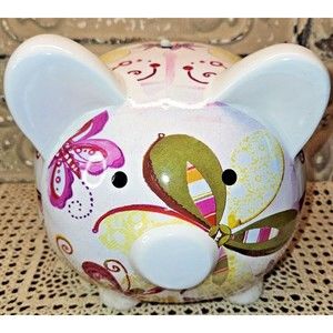 Beautiful Large Colleen Karis Designs Piggy Coin Bank 2010 Design Colorful